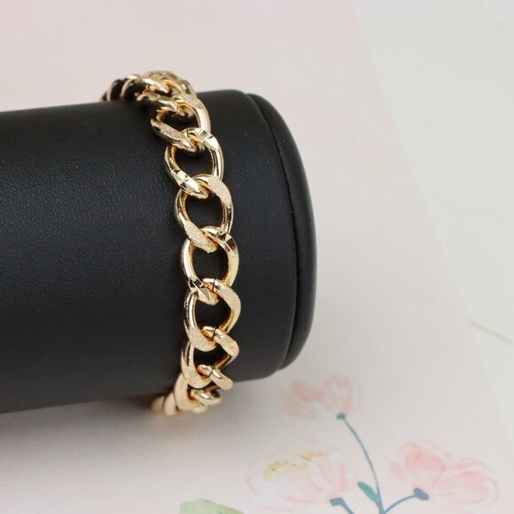 "Bold Textured Chain Rose Gold Bracelet in High Polish Finish, XPBL0993 - Picture 6 of 12